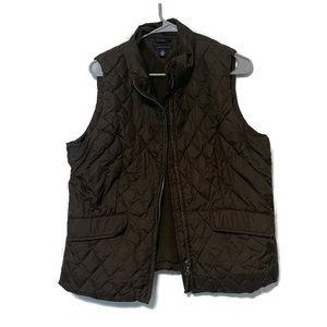 Tommy Hilfiger Brown Puff Fleece Lining Zip Up Vest